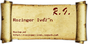 Rozinger Iván névjegykártya