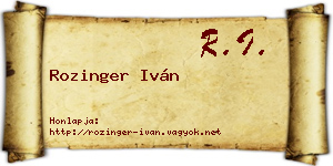 Rozinger Iván névjegykártya